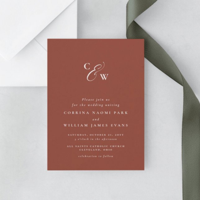 Elegant initials simple terracotta fall wedding (Creator Uploaded)