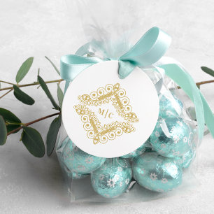 Elegant Initials Sophisticated Lace Ornament Rubber Stamp
