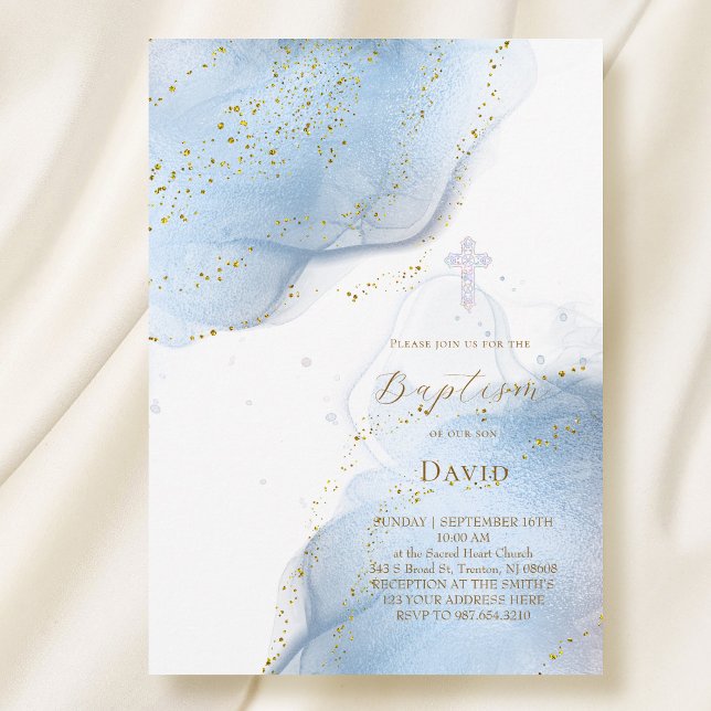 elegant ink splashes Baptism Invitation (Creator Uploaded)