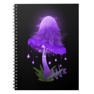 Elegant Inky Cap Glowing Purple Mushroom Notebook