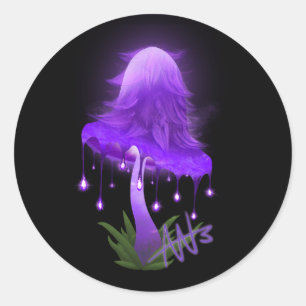 Elegant Inky Cap Glowing Purple Mushroom Sticker