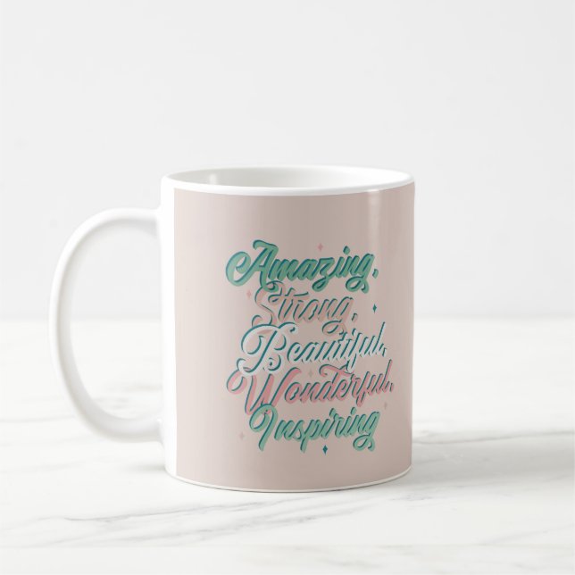 Elegant inspirational 3D typography design  Coffee Coffee Mug (Left)