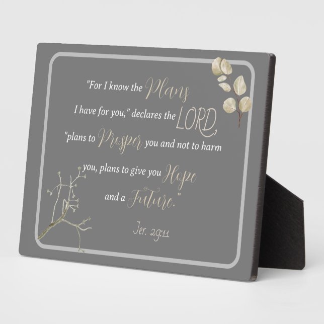 Elegant Inspiring Bible Verse Jeremiah 29:11 Plaque (Side)