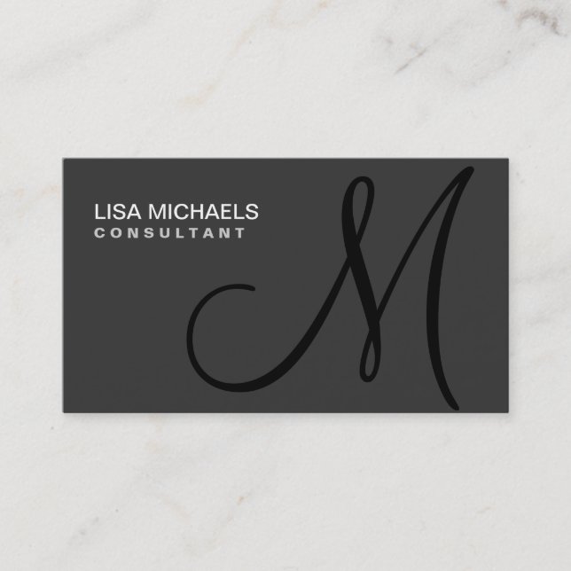 Elegant Interior Decorator Monogram Professional Business Card (Front)