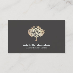 Elegant Interior Design Faux Gold Leaf Tree Business Card