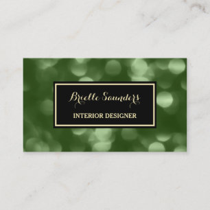 Elegant Interior Design Glamourous Green Luxe Boke Business Card