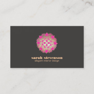 Elegant Interior Design Pink Lotus Business Card