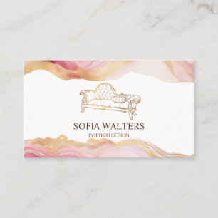 elegant interior designer home staging sofa business card
