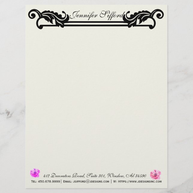 Elegant Interior Designer Personalised Letterhead (Front)
