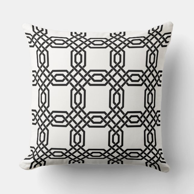 Elegant Interlocking Chain Medallion Throw Pillow  (Front)