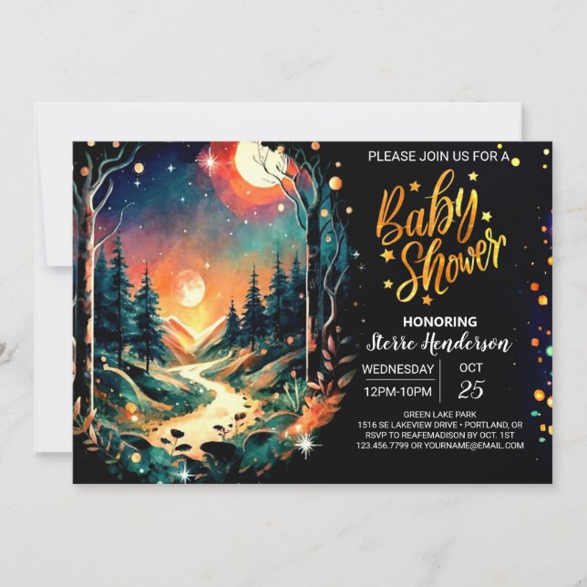 Elegant Into the Woods Magic Baby Shower Invitation (Front)