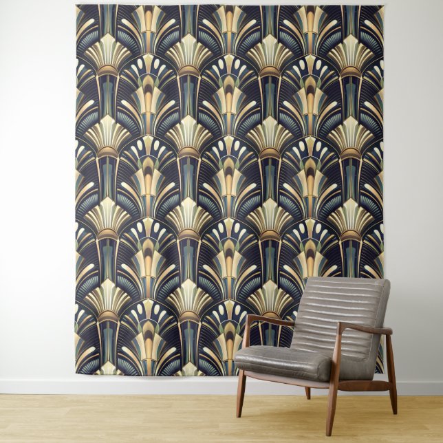 Elegant intricate art deco luxury gold  tapestry (In Situ)