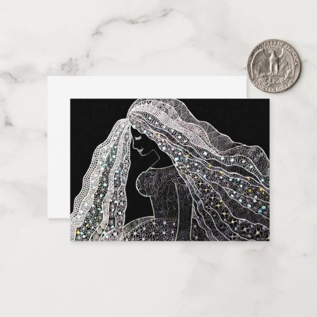 Elegant Intricate Line Art Flat Note Card (Front/Back In Situ)