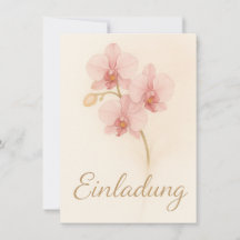 Elegant invitation card with delicate pink orchids