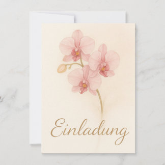 Elegant invitation card with delicate pink orchids