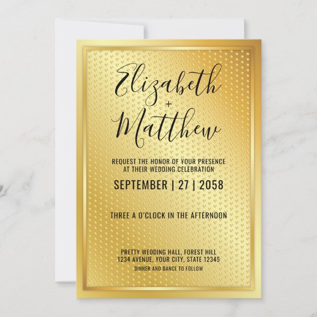 Elegant Invitation Template Gold Heart Speckles (Front)