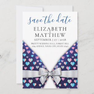 Elegant Invitation with Bow and Heart Speckles