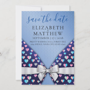 Elegant Invitation with Bow and Heart Speckles