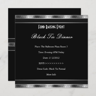 Elegant Invite Fundraiser Formal Silver Black Tie