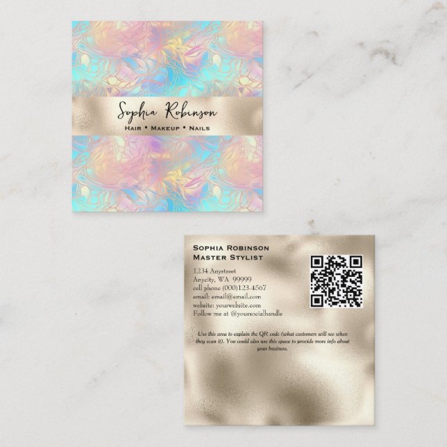 Elegant Iridescent and Pearl Foil Business Card (Front/Back)