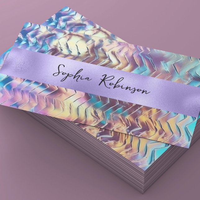 Elegant Iridescent and Purple Foil Business Card (Creator Uploaded)