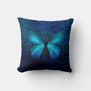 Elegant Iridescent Blue Butterfly Cushion