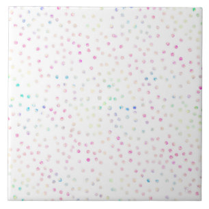 Elegant Iridescent Confetti Dots White Design Ceramic Tile