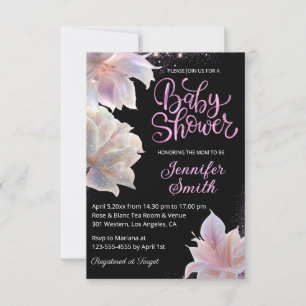Elegant Iridescent Floral Girl Baby Shower Invitation