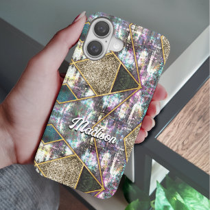 Elegant iridescent girly geometric  iPhone 16 case