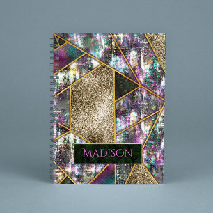 Elegant iridescent girly geometric sketchbook  notebook