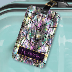 Elegant iridescent girly glitter luggage tag