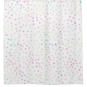 Elegant Iridescent Glitter Dots White Design Shower Curtain
