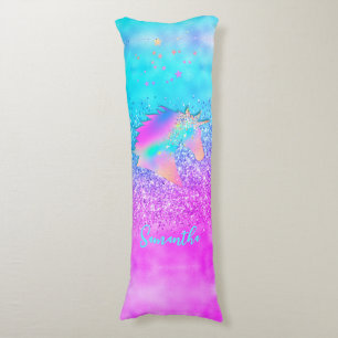 elegant iridescent glitter unicorn rainbow body cushion