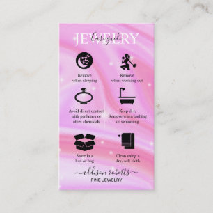 Elegant Iridescent Holographic Jewellery Care Bu Business Card