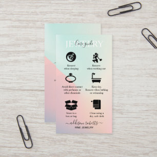 Elegant Iridescent Holographic Jewellery Care Business Card