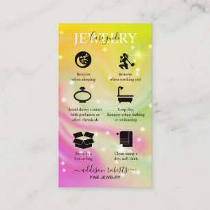 Elegant Iridescent Holographic Jewellery Care Business Card