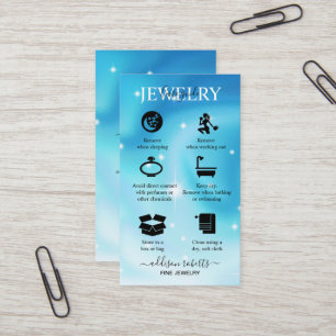 Elegant Iridescent Holographic Jewellery Care Business Card