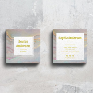 Elegant Iridescent Marble Square Business Card