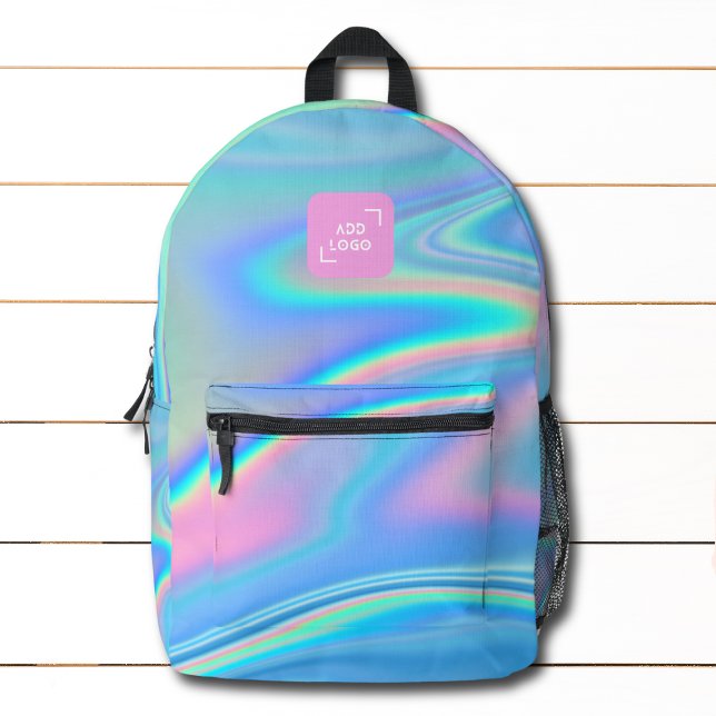 Elegant Iridescent Modern Logo Corporate Printed Backpack (Creator Uploaded)