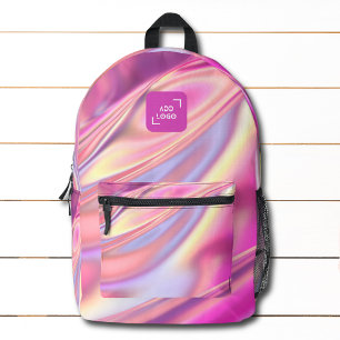 Elegant Iridescent Modern Logo Corporate Printed Backpack