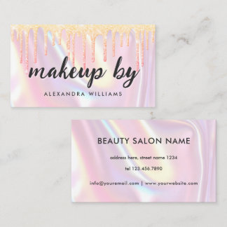 Elegant Iridescent Pearlescent Makeup Artist Pink Business Card