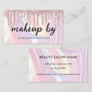 Elegant Iridescent Pearlescent Pink Makeup Artist Business Card