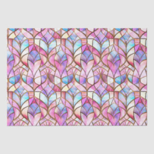 Elegant Iridescent Pink Faux Stained Glass Pattern Tissue Paper