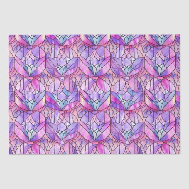 Elegant Iridescent Pink Faux Stained Glass Pattern Tissue Paper (Front)
