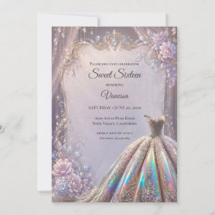 Elegant Iridescent Princess Sweet 16 Invitation