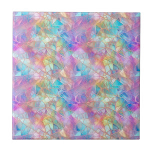 Elegant Iridescent Stained Glass Pattern: Luminous Ceramic Tile