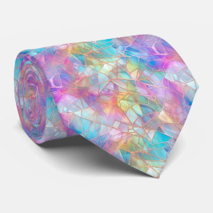 Elegant Iridescent Stained Glass Pattern: Luminous Tie