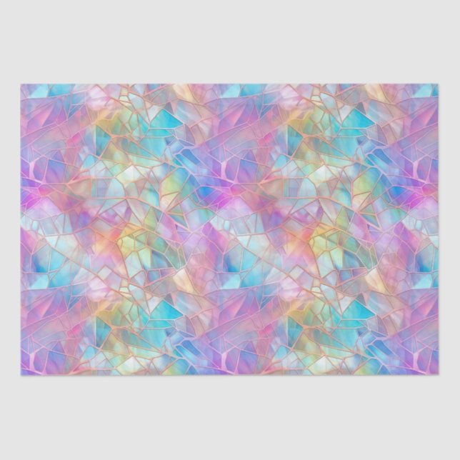 Elegant Iridescent Stained Glass Pattern: Luminous Tissue Paper (Front)
