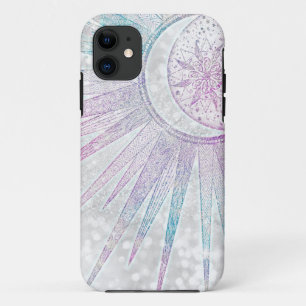 Elegant Iridescent Sun Moon Mandala Silver Design iPhone 11 Case