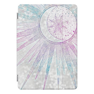 Elegant Iridescent Sun Moon Mandala Silver Design iPad Pro Cover